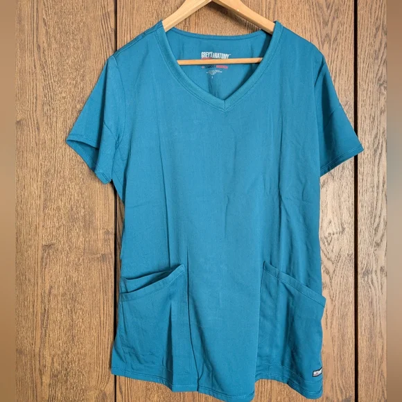 Grey's Anatomy Teal Two Pocket Scrub Top L - Picture 1 of 4